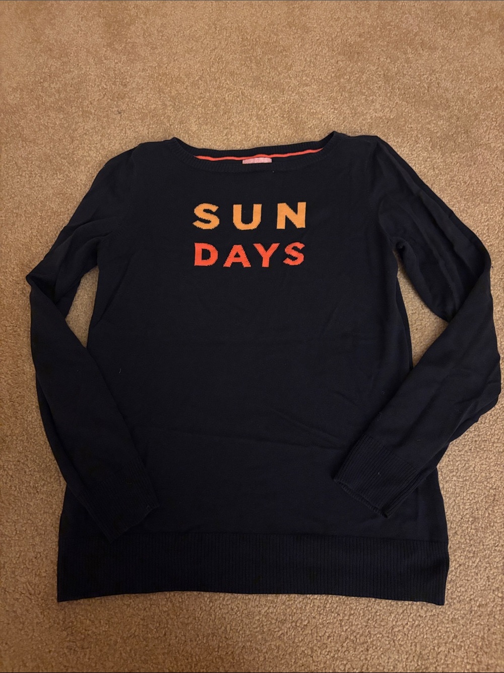 Lilly Pulitzer Black Crewneck Sweater with Orange & Yellow 'SUN DAYS' Text